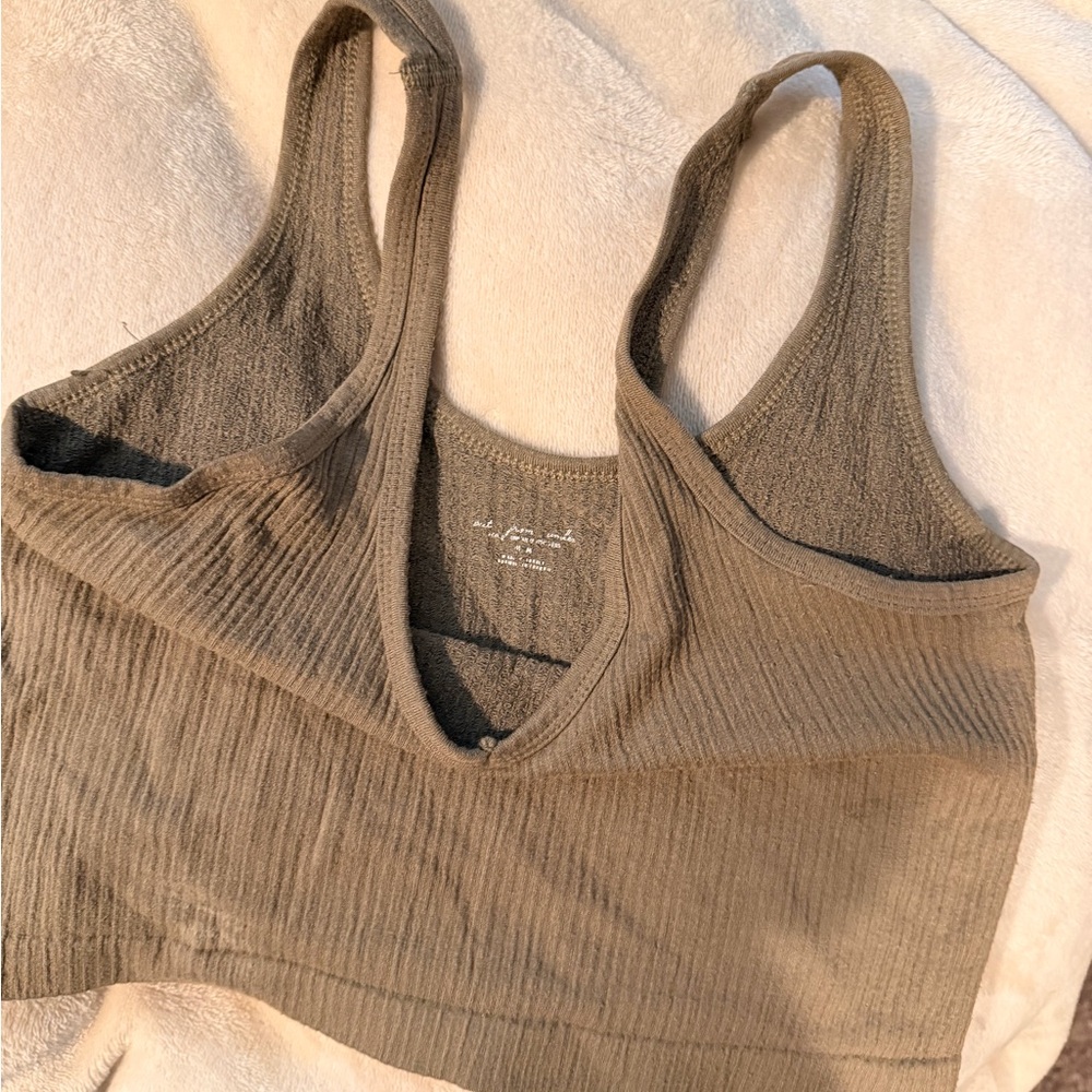 Urban Outfitters Olive Ribbed Crop Top - Picture 4 of 6